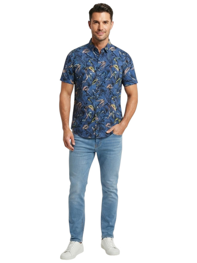 Image for Men's Printed Dress Shirt,Navy