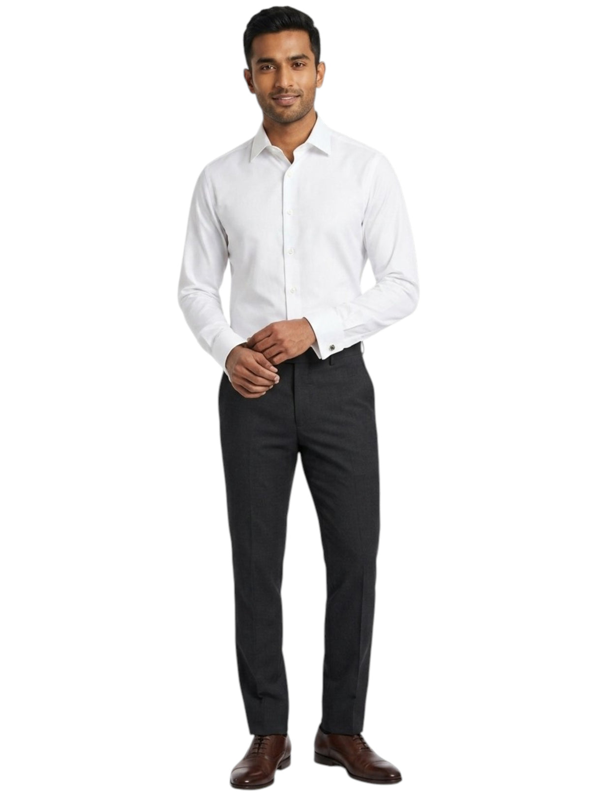 Image for Men's Plain Solid Dress Shirt,White