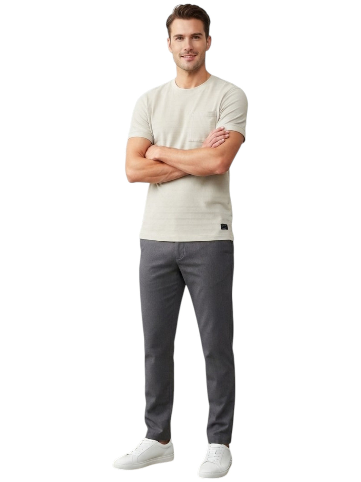 Image for Men's Textured Top,Light Grey