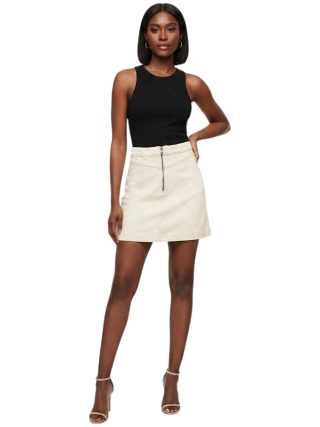 Image for Women's Plain Solid Jeans Skirt,Beige