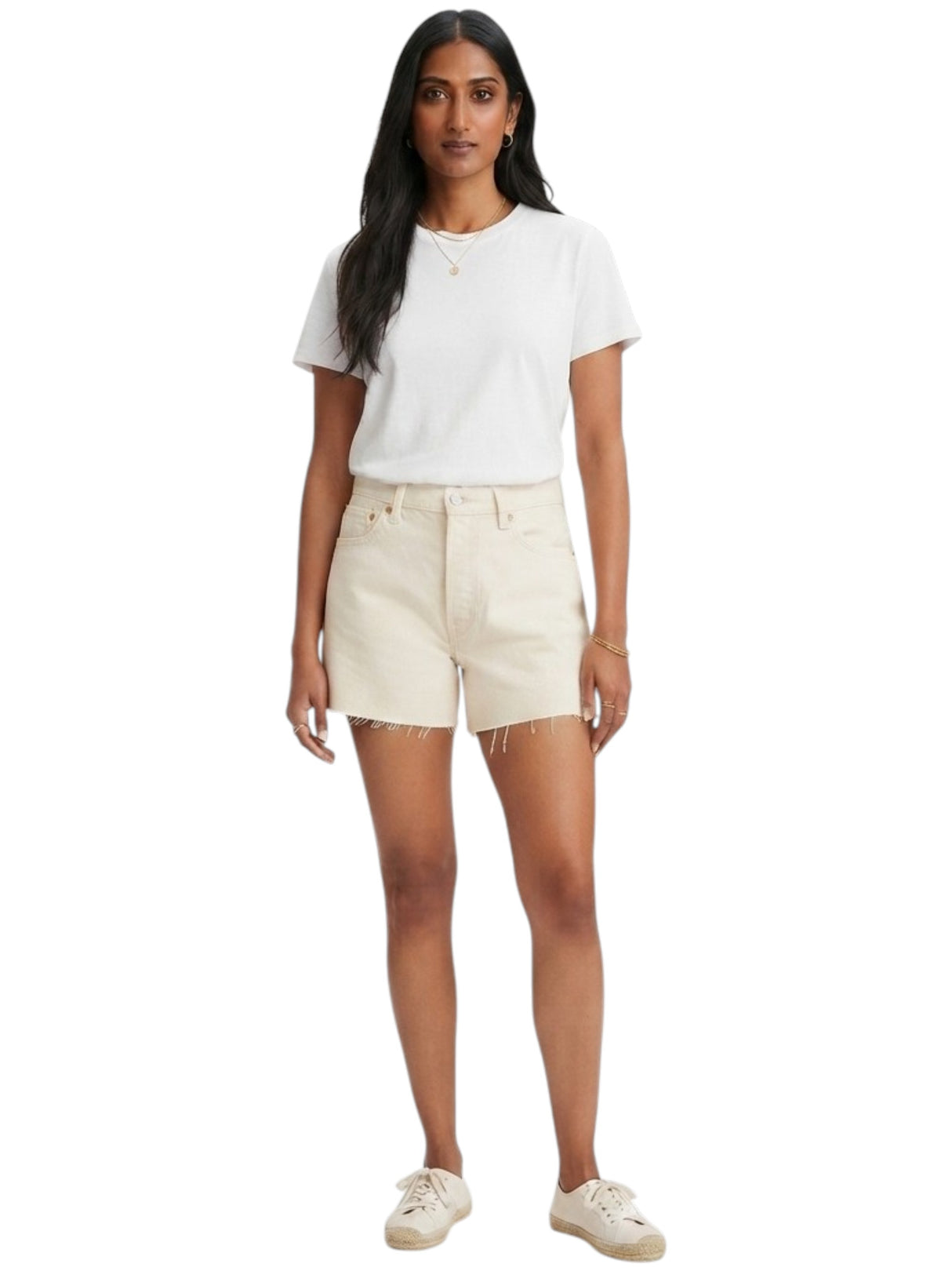 Image for Women's Plain Solid Jeans Short,Beige