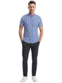 Image for Men's Striped Dress Shirt,White/Navy
