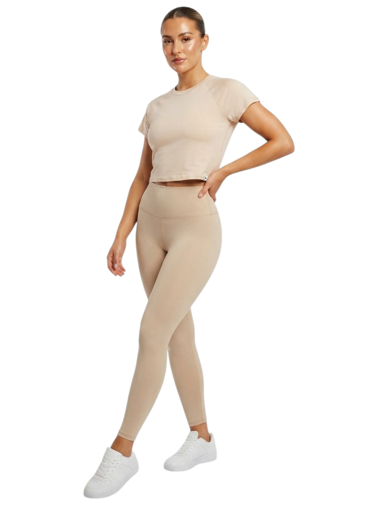 Image for Women's Plain Solid Sport Top,Beige