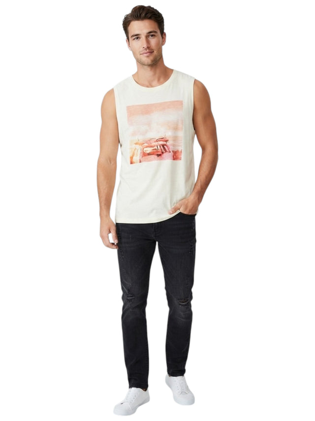 Image for Men's Printed Top,Off White