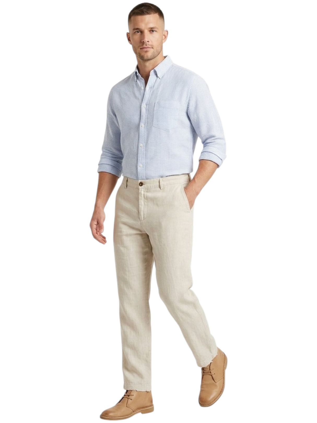 Image for Men's Plain Pants,Beige 
