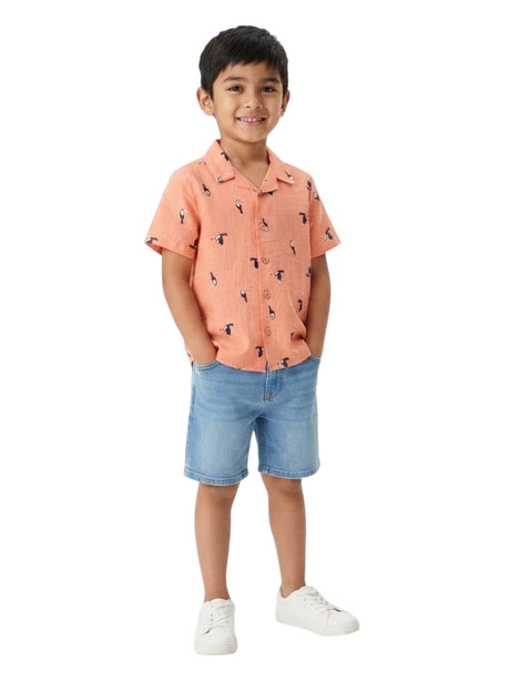 Image for Kids Boy's Printed Dress Shirt,Orange