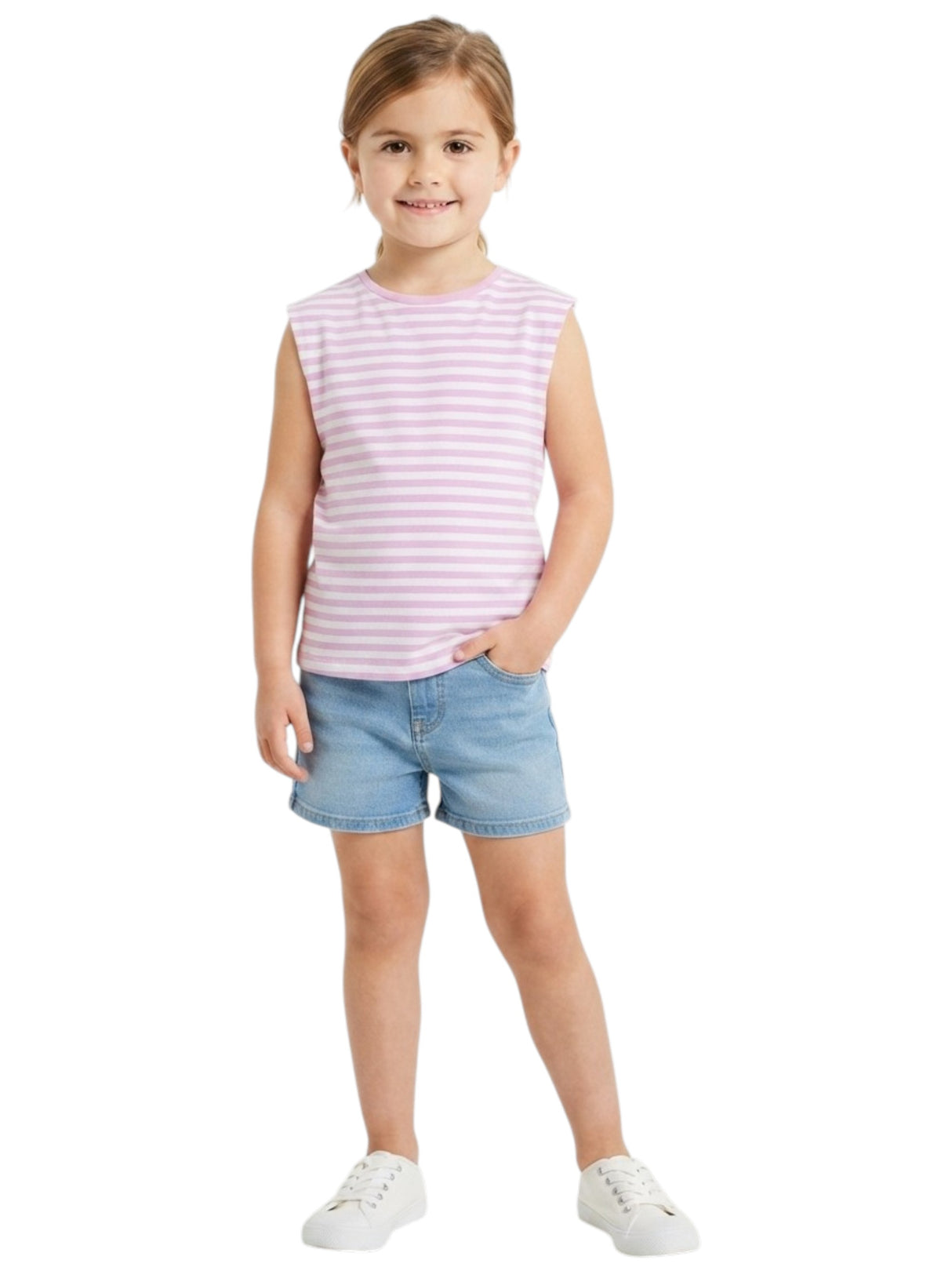 Image for Kids Girl's Stripped Top,Mauve