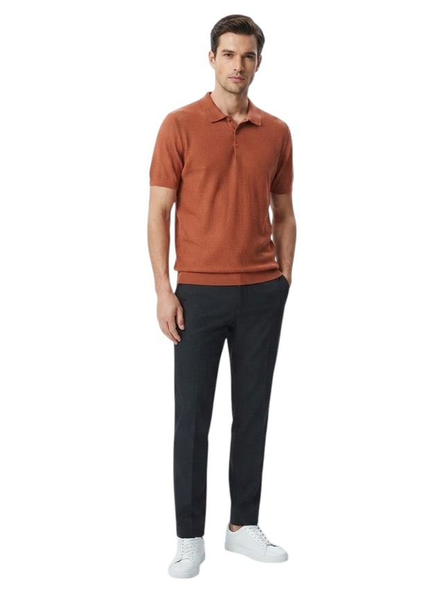 Image for Men's Textured Polo Top,Brown