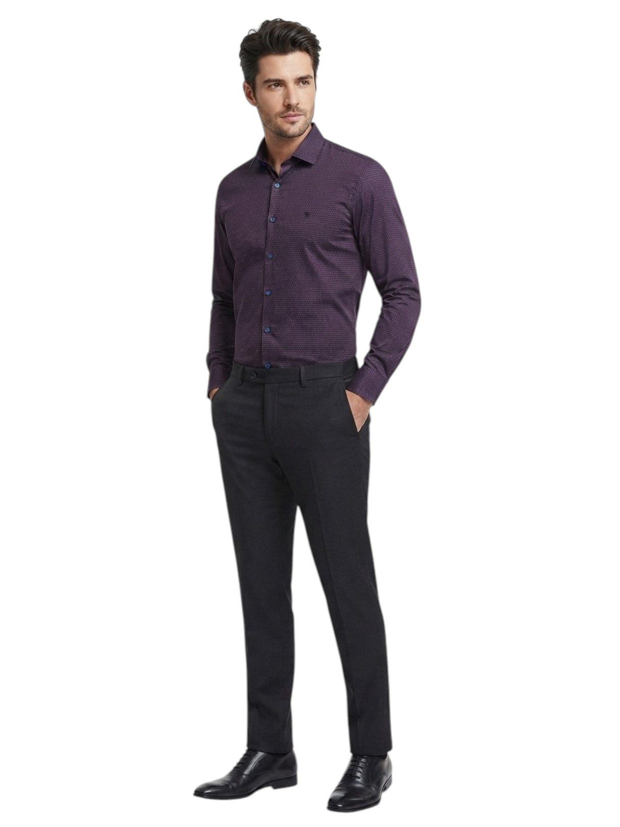 Image for Men's Printed Dress Shirt,Purple