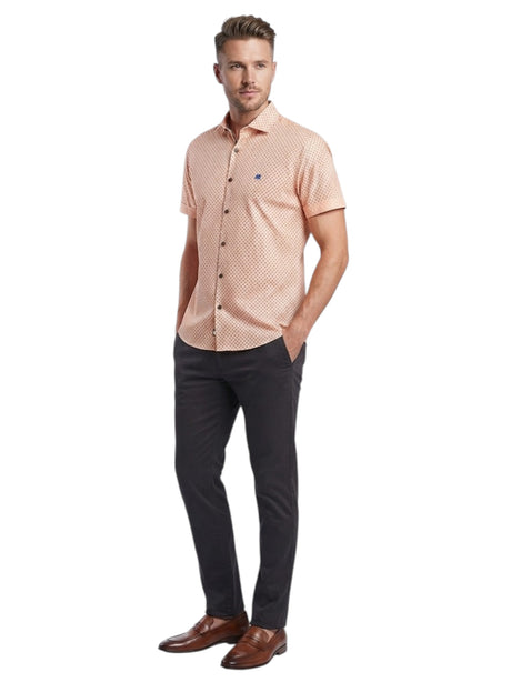 Image for Men's Printed Dress Shirt,Coral