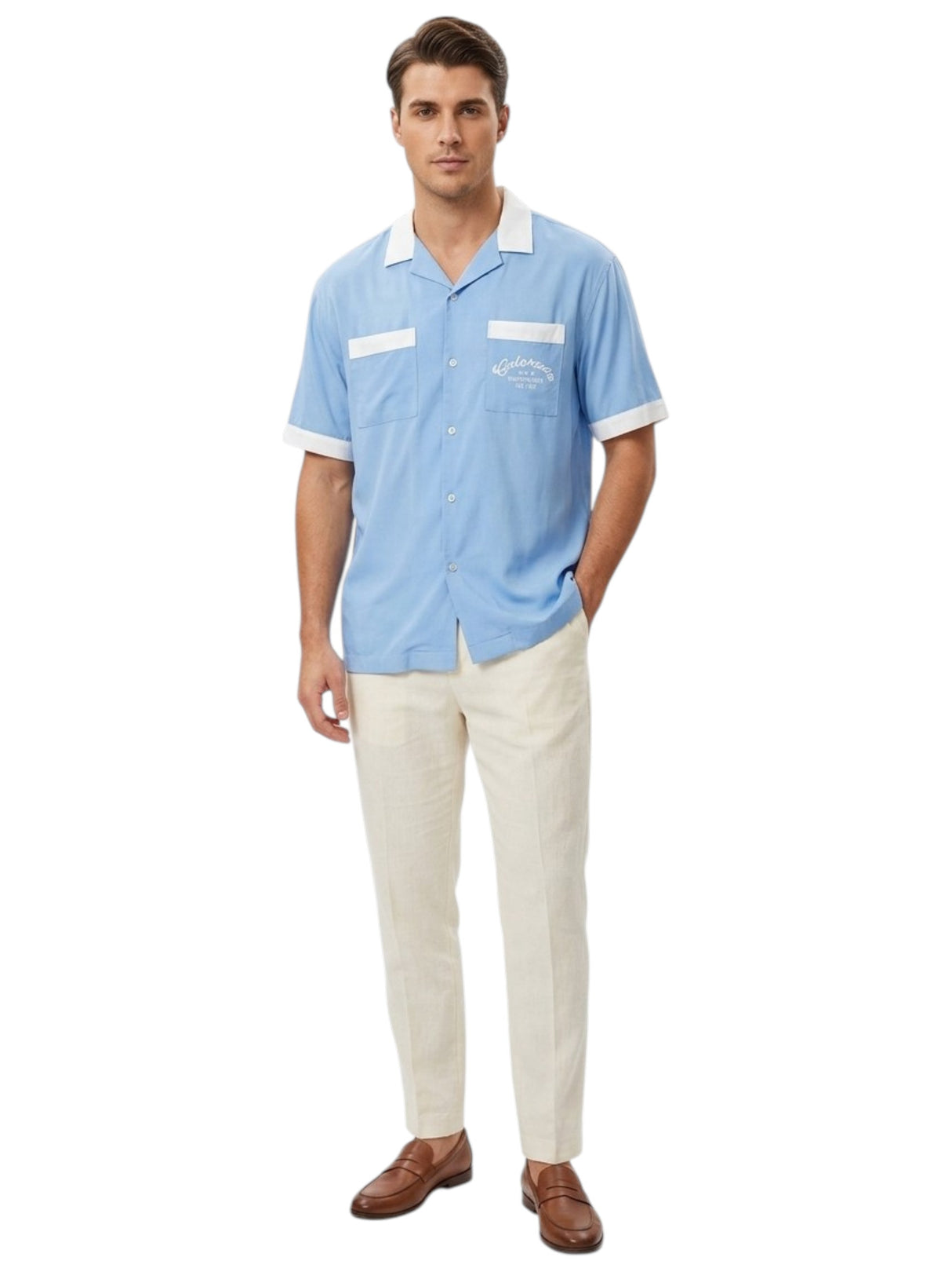 Image for Men's ColorBlocked Dress-Shirt,Blue