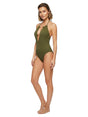 Image for Women's Textured One Piece Open Back Swimsuit,Olive