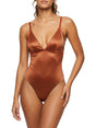 Image for Women's Plain Solid One Piece Swimsuit,Brown