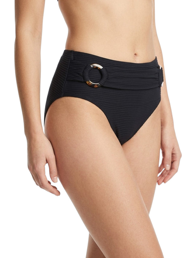 Image for Women's Textured Bikini Bottom,Black