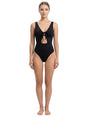 Image for Women's Plain Solid One Pieces Open Back Swimsuit,Black
