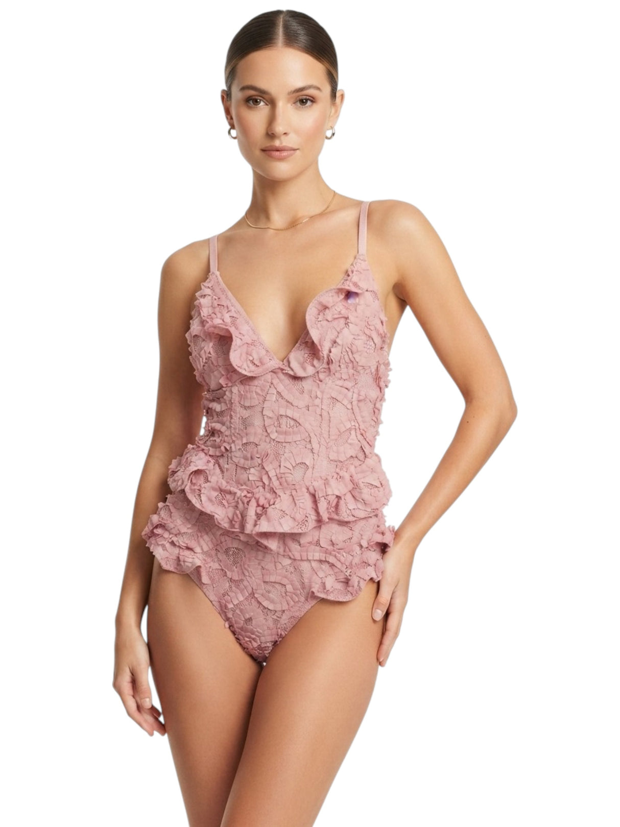 Image for Women's 3D Floral Printed One Pieces Swimsuit,Pink