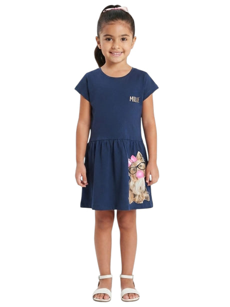 Image for Kids Girl's Printed Dress,Navy