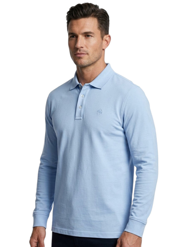Image for Men's Textured Polo T-Shirt,Blue