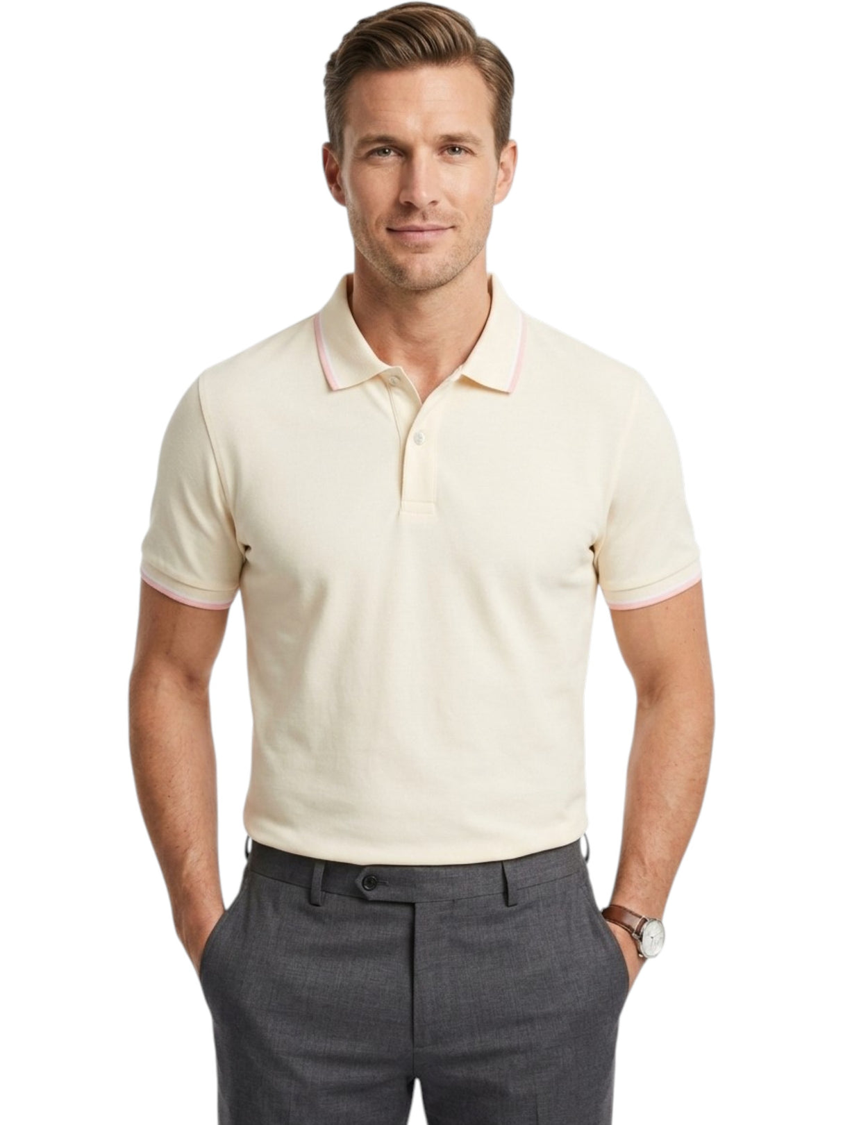 Image for Men's Plain Solid Top,Light Beige