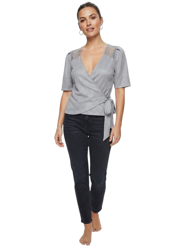 Image for Women's Textured Lace Top,Grey