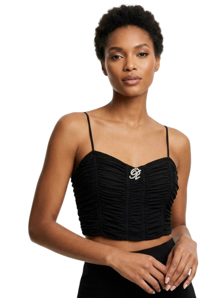 Image for Women's Mesh Ruched Top,Black