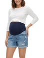 Image for Women's Ripped Pregnant Jeans Short,Light Blue