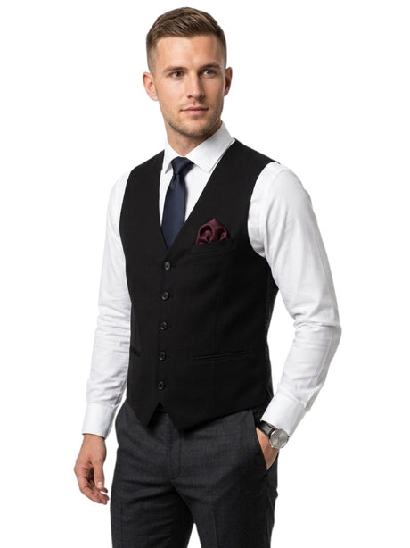 Image for Men's Plain Solid Vest,Black