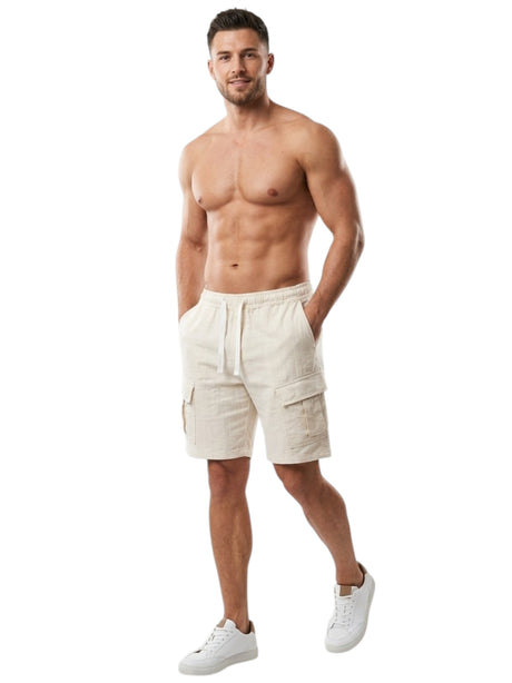 Image for Men's Plain Solid Cargo Short,Light Beige