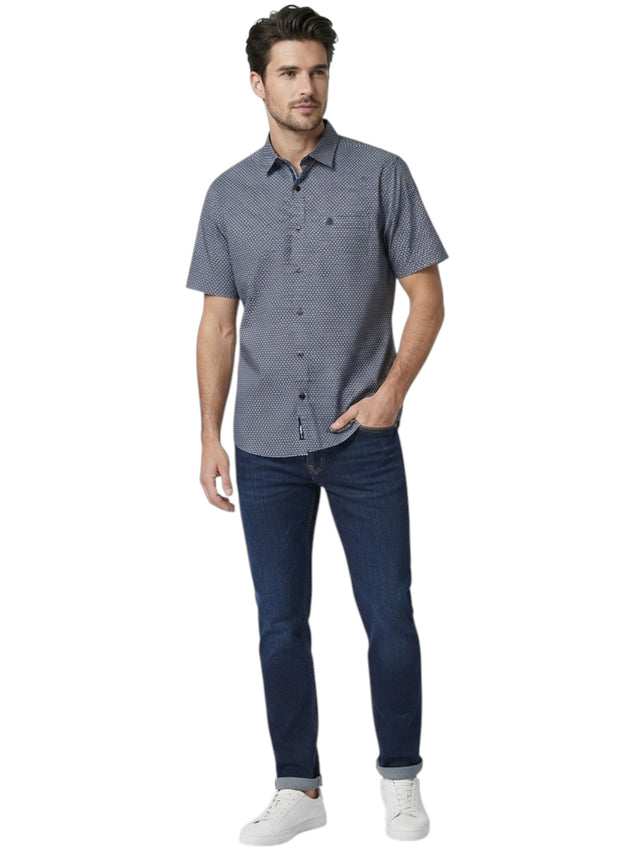 Image for Men's Printed Dress-Shirt,Navy