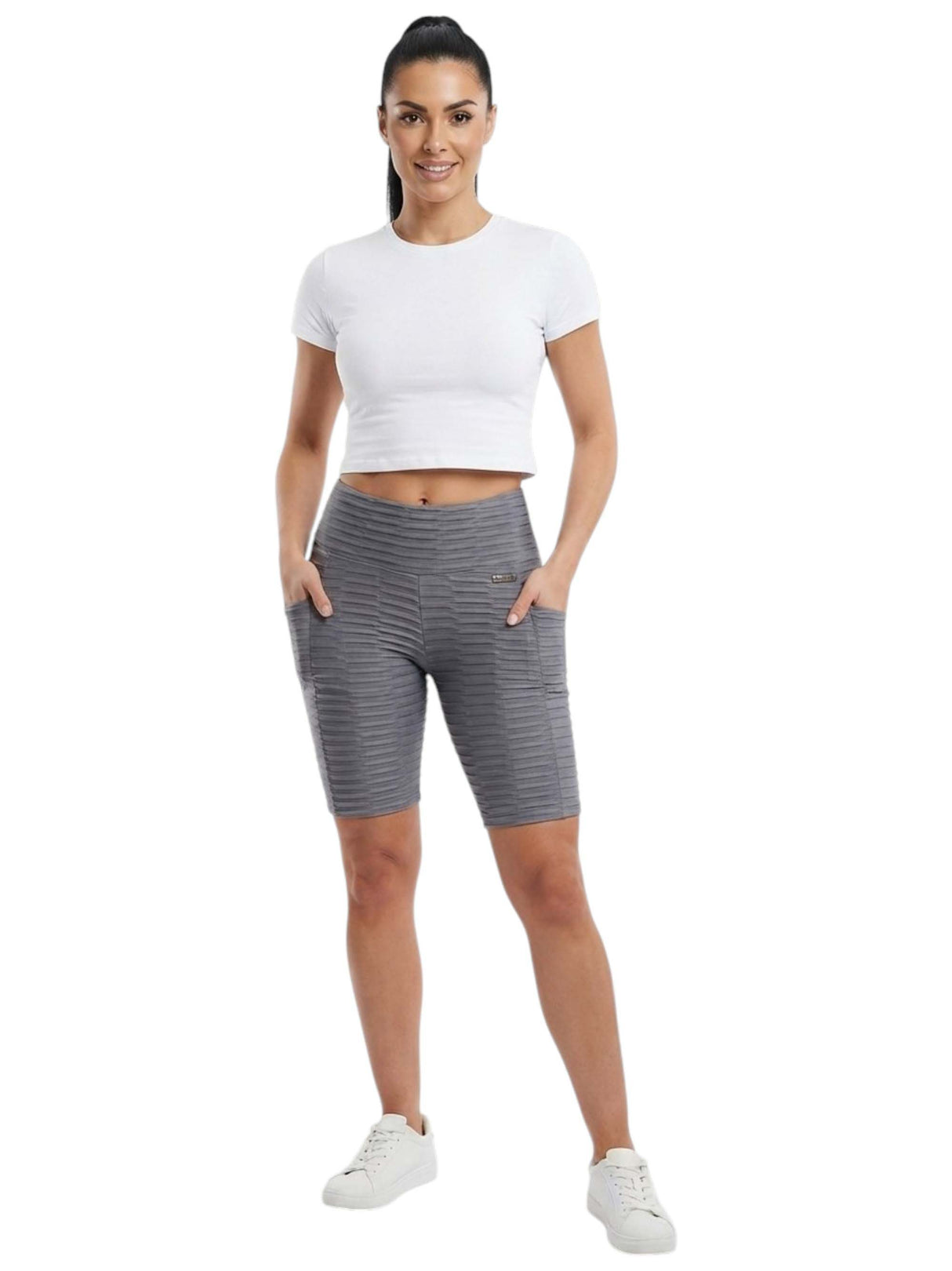 Image for Women's Textured Short Legging,Grey