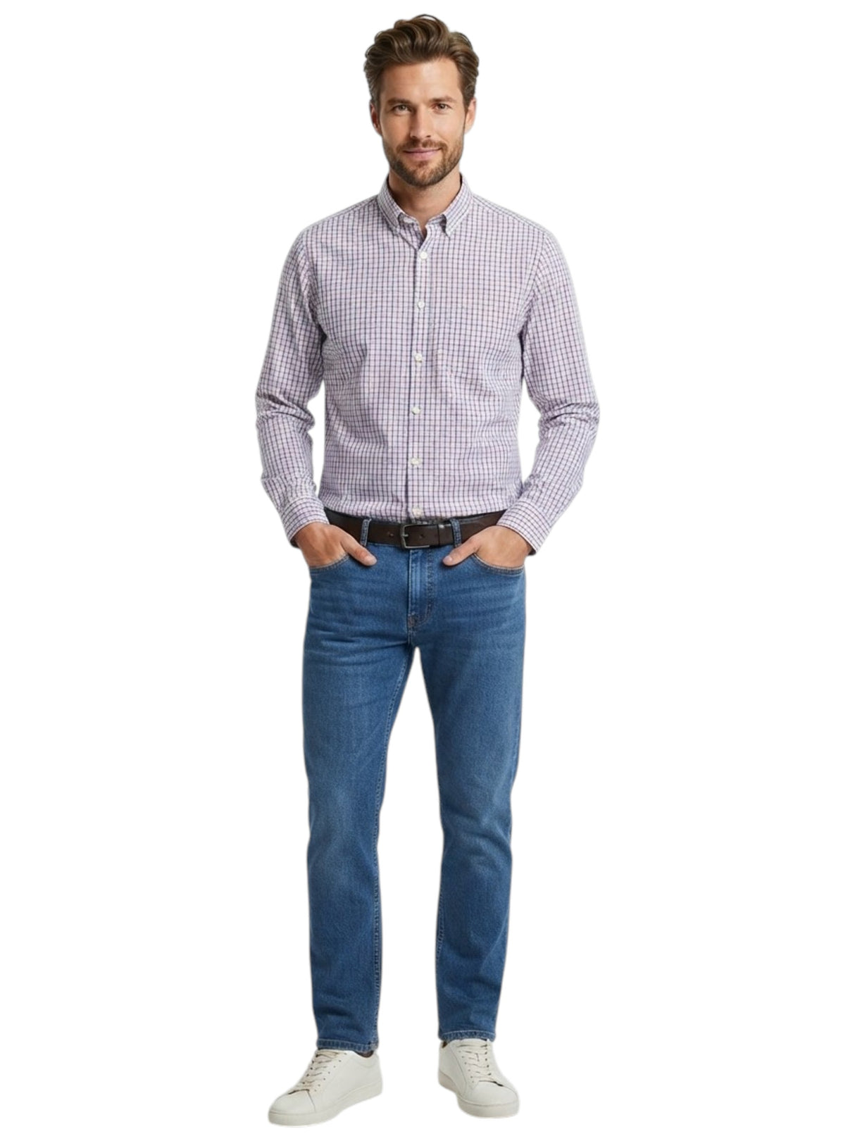 Image for Men's Plaid Dress-Shirt,Multi