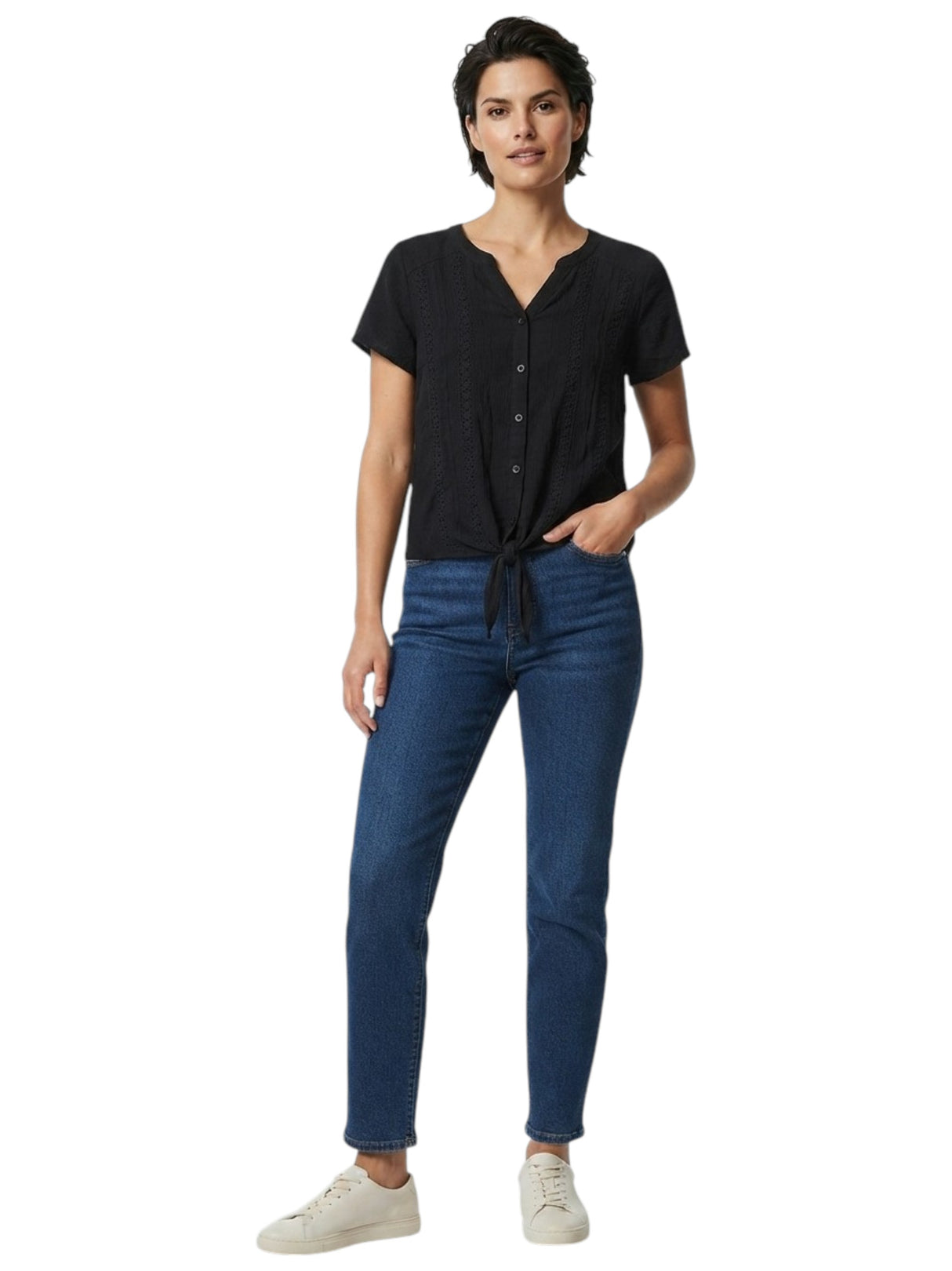 Image for Women's Textured Dress-Shirt,Black