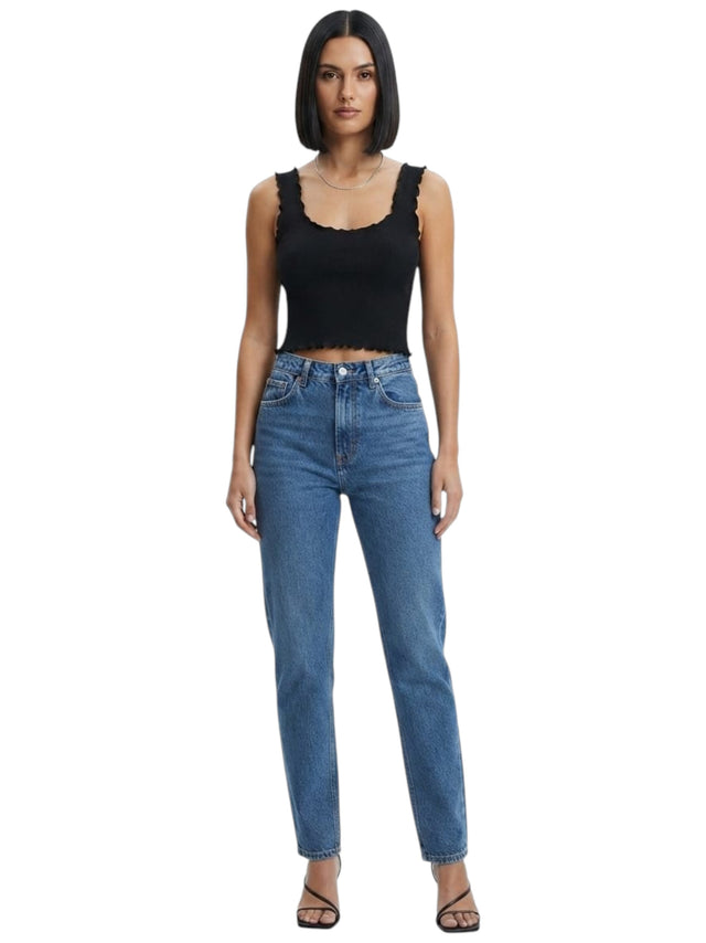 Image for Women's Ribbed Crop Top,Black