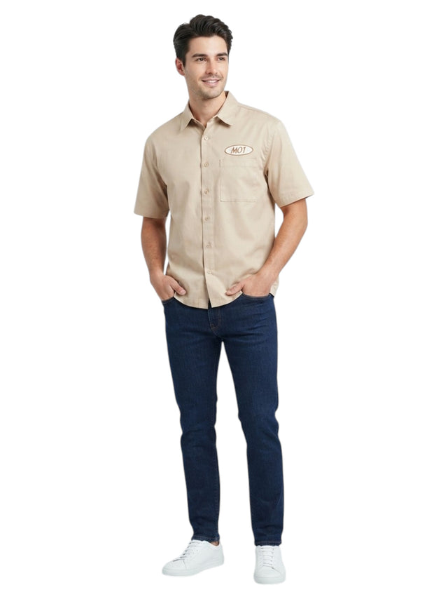 Image for Men's Plain Dress-Shirt,Dark Beige