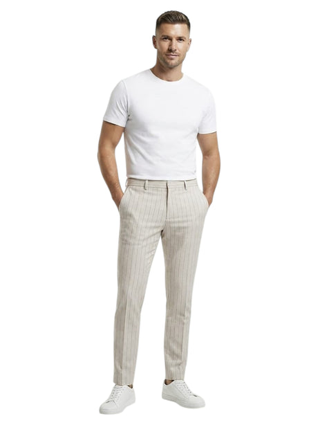 Image for Men's Stripped Classic Pants,Beige