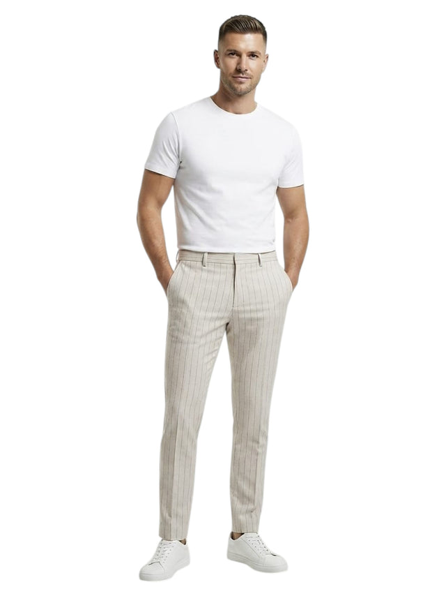 Image for Men's Stripped Classic Pants,Beige