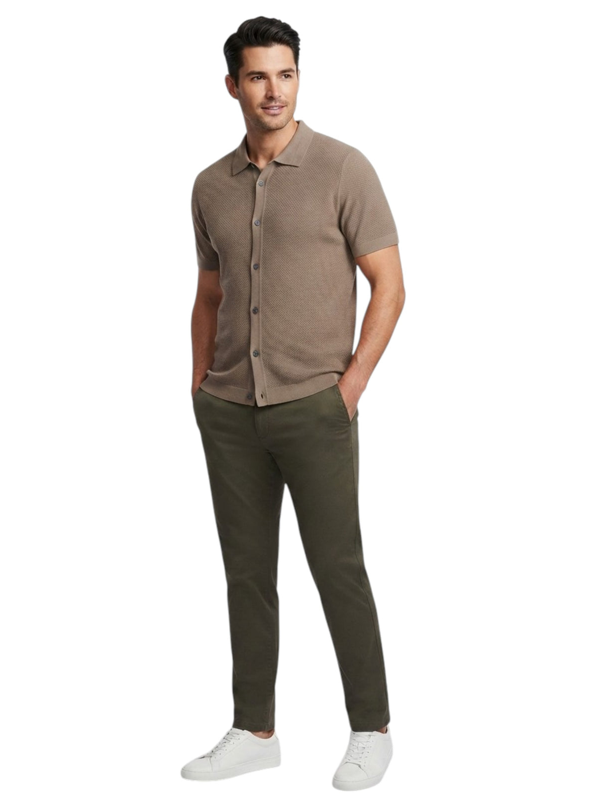 Image for Men's Textured Top,Dark Beige