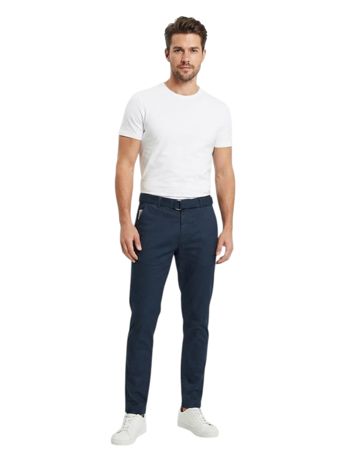 Image for Men's Plain pants With Belt,Navy