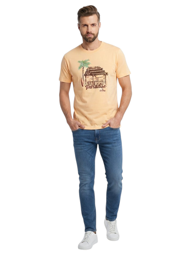Image for Men's Printed Top,Light Orange