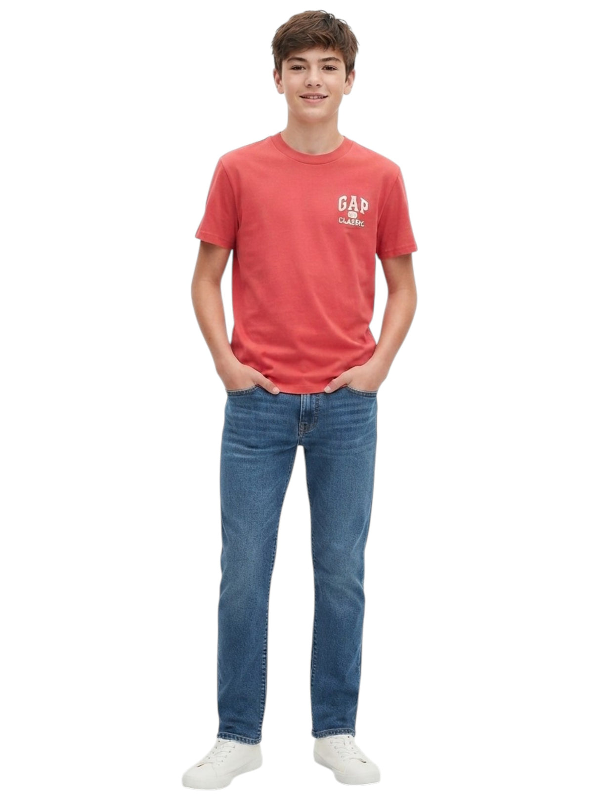 Image for Kids Boy's Brand Logo Printed Top,Light Red