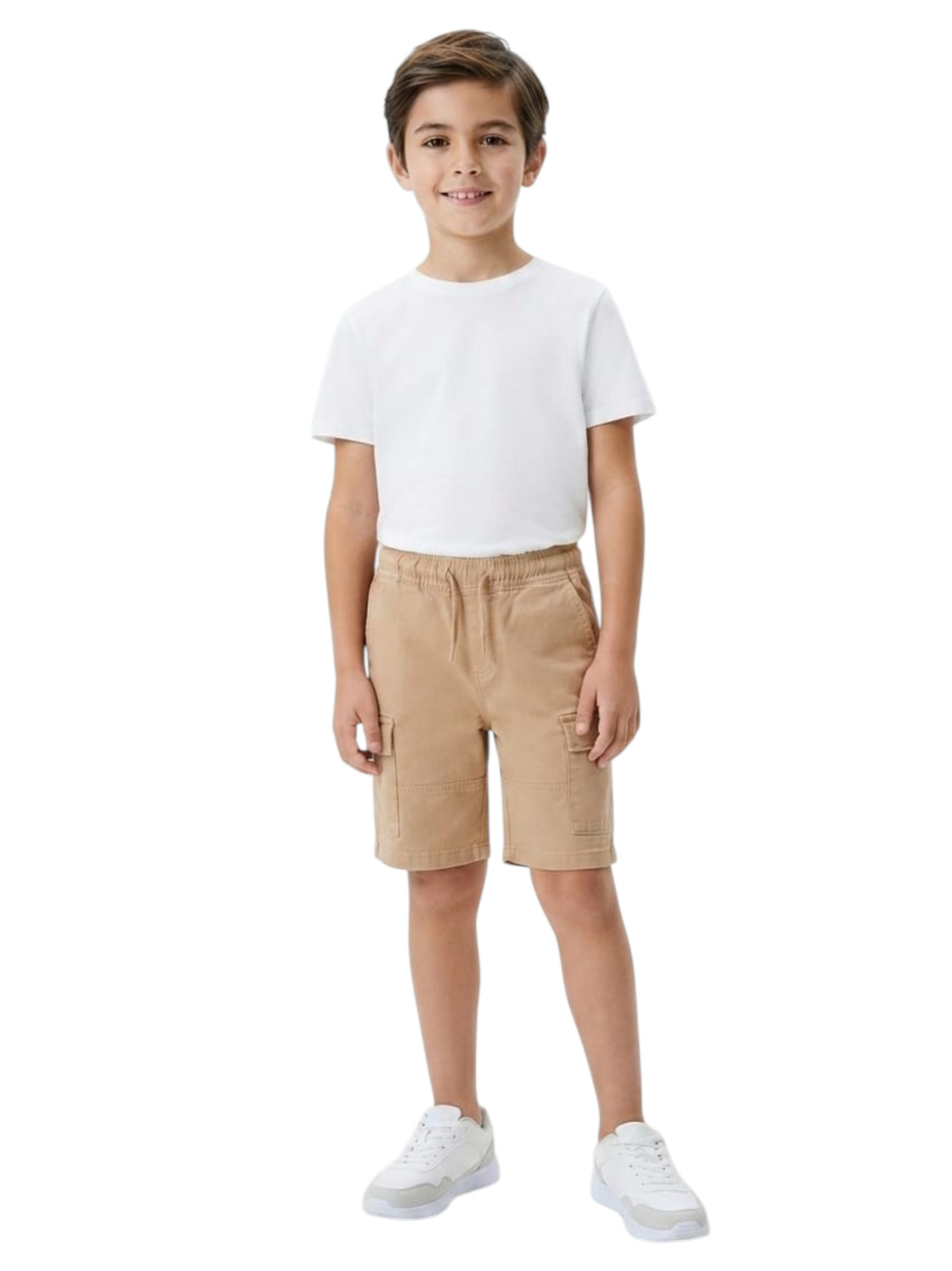 Image for Kids Boy's Plain Solid Cargo Short,Dark Beige