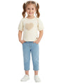 Image for Kids Girl's Heart Printed Top,Light Beige