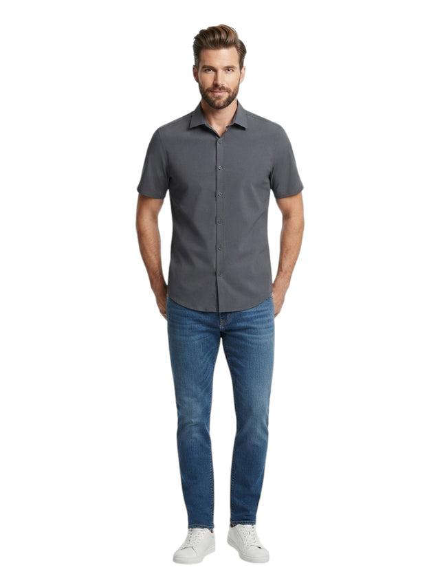 Image for Men's Textured Dress Shirt,Dark Grey