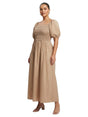 Image for Women's Smocked Dress,Dark Beige