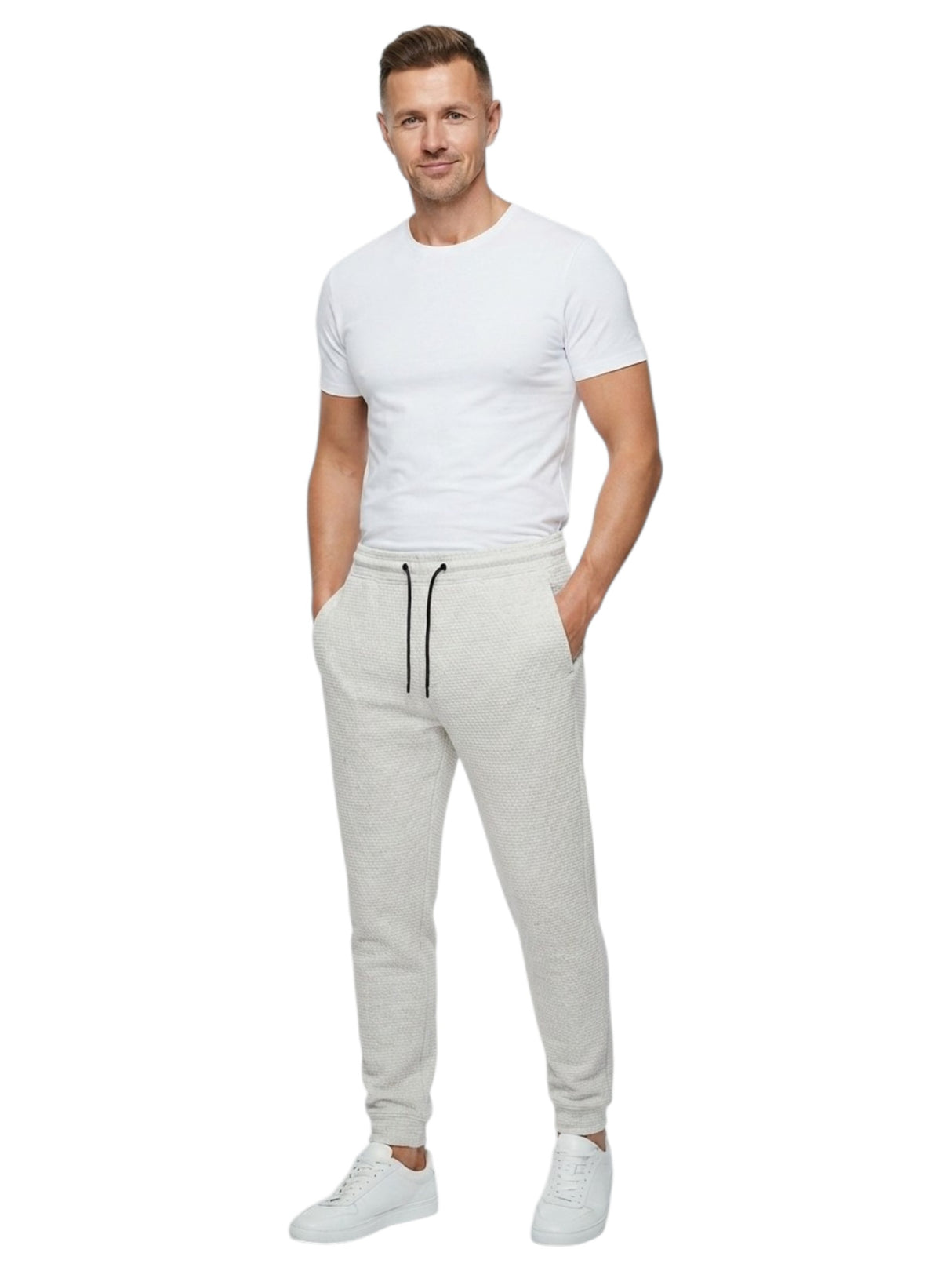 Image for Men's Textured Pants,Light Grey