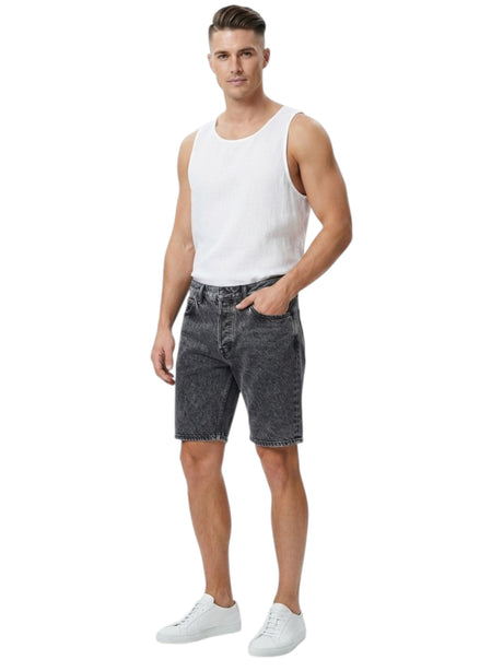 Image for Men's Washed Jeans Baggy Short,Black