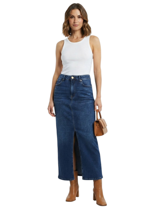Image for Women's Plain Jeans Skirt,Dark Blue