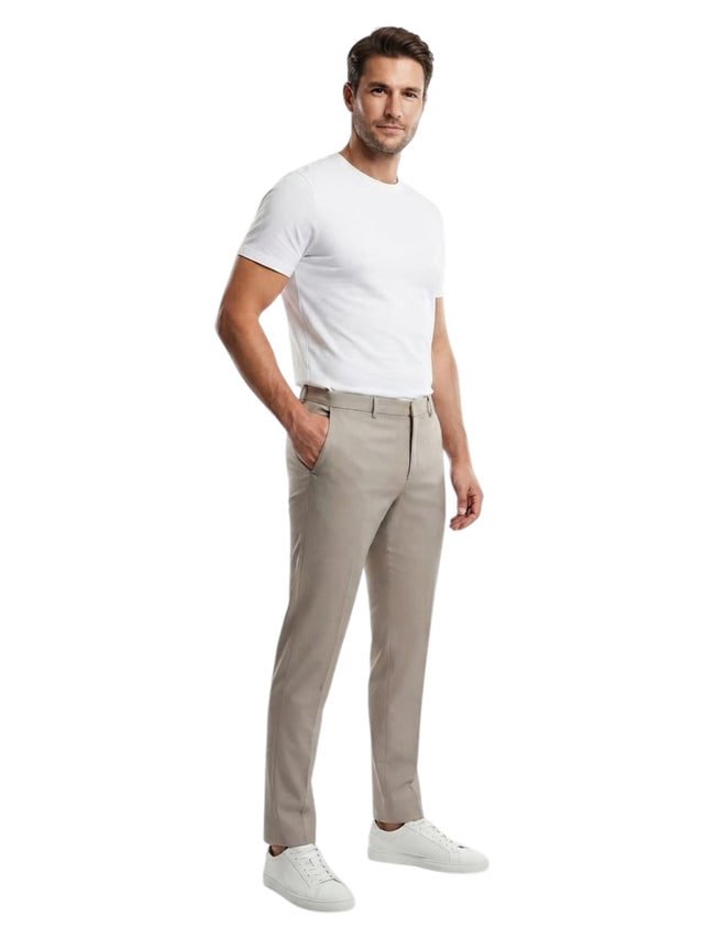 Image for Men's Plain Solid Classic Pant,Beige