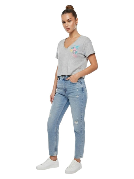 Image for Women's Printed Top,Light Grey
