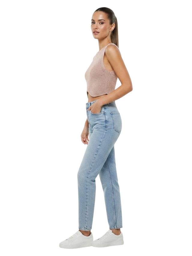 Image for Women's Knitted Crop Top,Nude Pink
